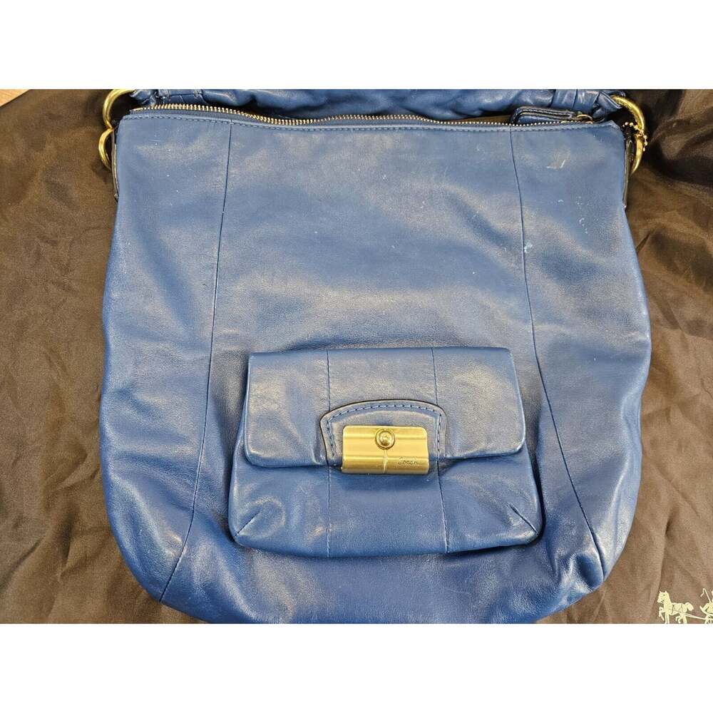coach purse no B 1069 14783 Blue Leather front snap pocket top handle chic boho - Picture 2 of 10